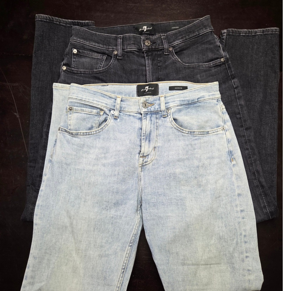 7 For All Mankind Adrien Slim Jeans Bundle womens 30 Black Light Blue 2pk
